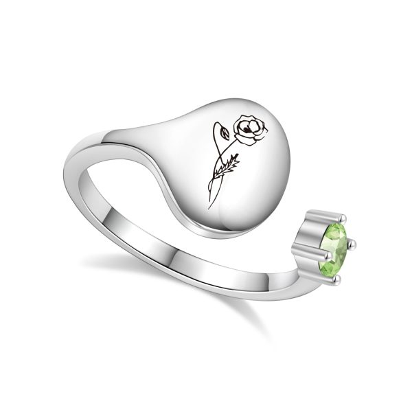 aug-silver_fca97afb-55c8-4798-9129-da2645768f4b.jpg Birth Month Flower and Birthstone Ring